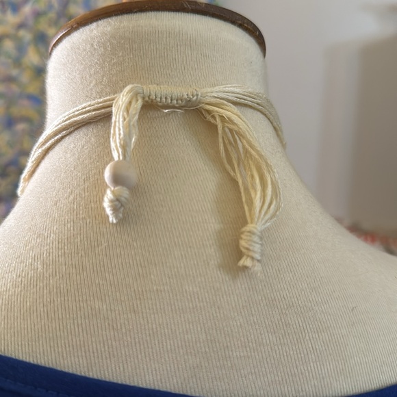 The Sak Cream Colred Wooden Bead and String Slider Necklace. - Picture 5 of 7